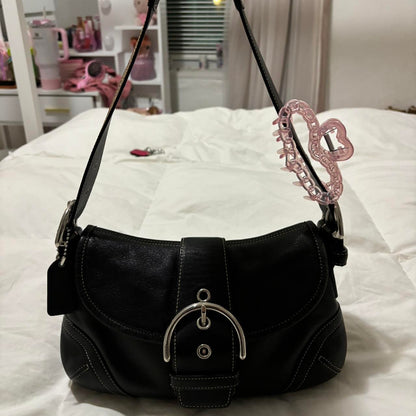 Vintage Coach Black Leather Mini Soho💜🍇