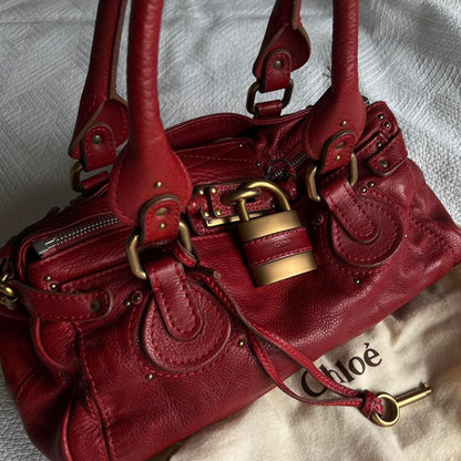 Gorgeous Red Chloe Paddington Bag With Gold Hardware🍒❤️‍🔥